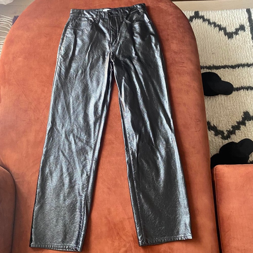 Good American Black Faux Leather Pants in size 4/27
